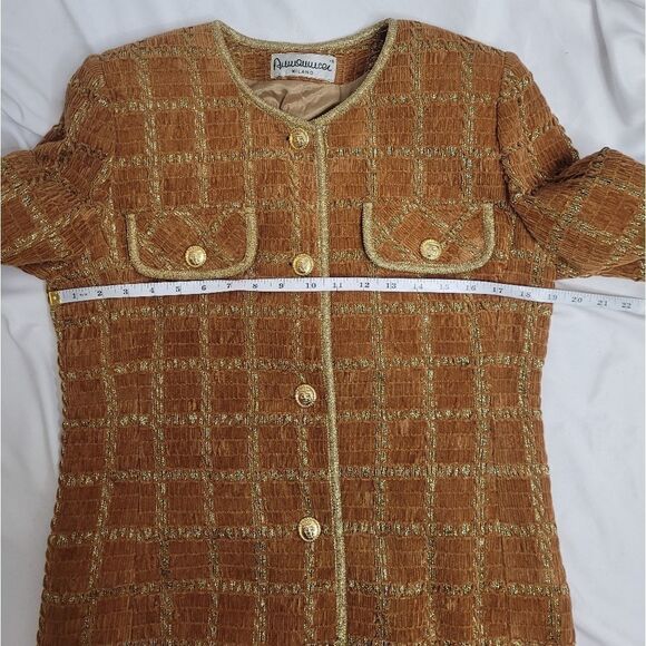 VINTAGE 60s set marigold chenille and metallic gold skirt suit S‎ - Picture 10 of 14